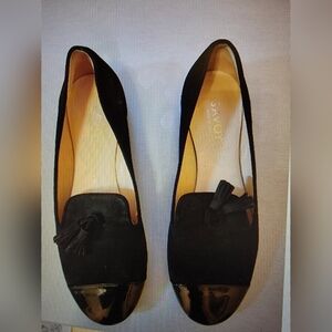 Made in Italy Vero Cuoio Savoy Suede Black Tassel Loafers Size 38 EU/8M